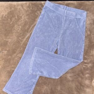 Light Blue Ribbed Velvet Lounge Pants